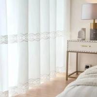 Cortina De Lace Bordada Estilo Francés Lujo Estrellado Milenario Translúcida Y Opaque Para Ventana Con Diseño De Estrella Y Galaxia - details 1