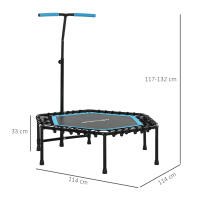 SPORTNOW Trampolín de Fitness 114x114x132 cm Cama Elástica Fitness con Mango Ajustable de 3 Niveles Marco de Acero para Entrenamiento Piernas Cuerpo en Hogar Oficina Gimnasio Rojo - details 2