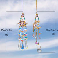 Aros De Viento Colgantes De Cristal Con Prisma De Sol Y Estrella Decoración De Pared En Rosa Para Habitación Arte Y Manualidades Para Exteriores - details 4