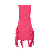 Vestido Maxi Bodycon Elegante Sin Mangas Para Mujer Con Tirantes Y Borla Irregular Asimétrico Verano 2024 Trend Con Abertura En La Pierna Para Fiesta Y Club - details 21