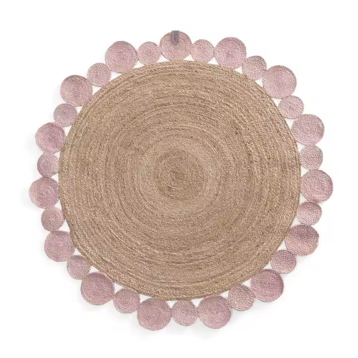 ALFOMBRAYUTE INFANTIL REDONDA NATURAL ROSA Ø140 CM  -  Linea Paralela - 1