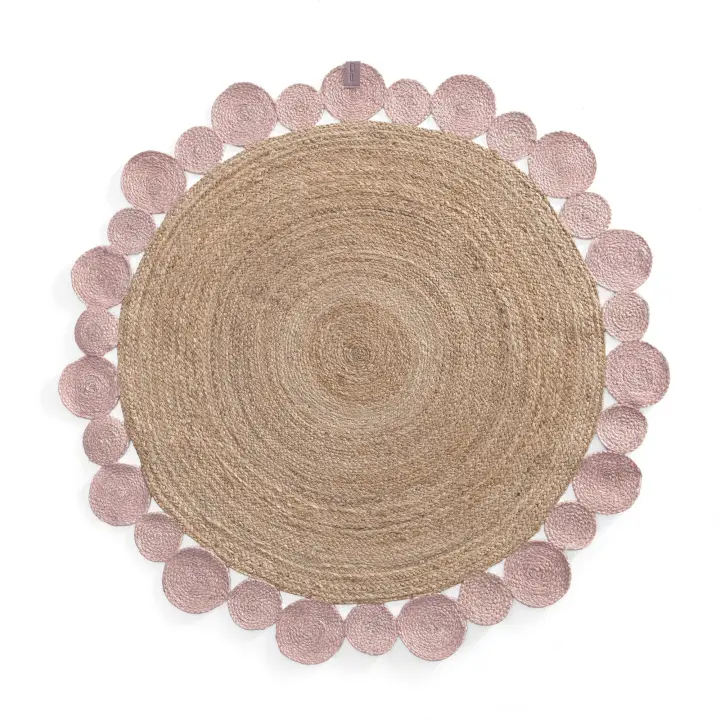 ALFOMBRAYUTE INFANTIL REDONDA NATURAL ROSA Ø140 CM  -  Linea Paralela - 1