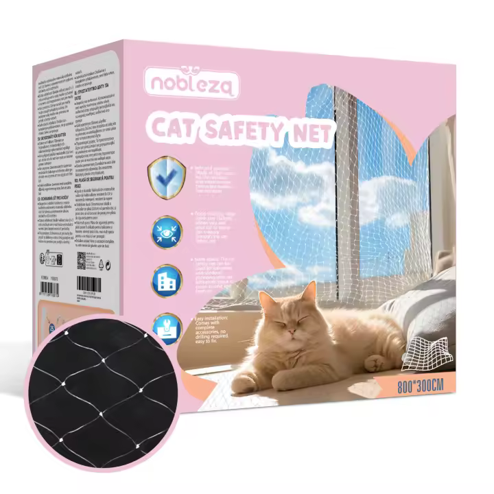Nobleza  - Red Gatos Terraza 8x3m, Transparente Red para Gatos, Red Protección para Gatos Apto para Interior o Exterior Balcón Ventana Patio Escaleras, Incluye Set de Fijación - 1