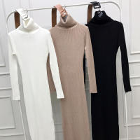 Vestido De Térmica Otoño Invierno Para Mujer Seoulish Con Cuello Alto Y Manga Larga Cinturado Estilo Elegante Oficina Longitud Rodilla Ajustado Bodycon - details 12