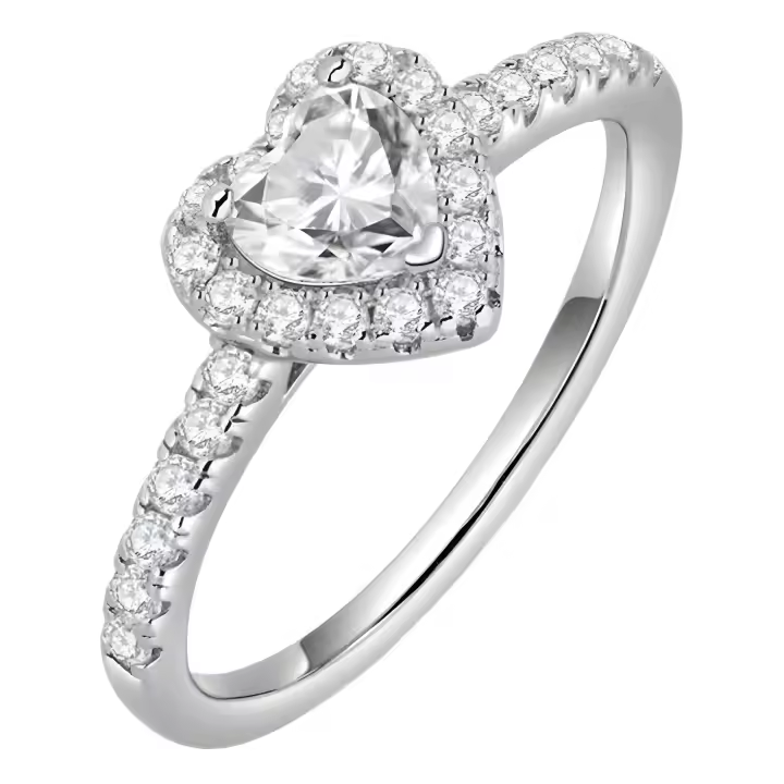 Anillos Mujer Plata de Ley 925 Anillo Corazon Zirconia Cúbica Ajustables Mujer Anillos de Compromiso - 1