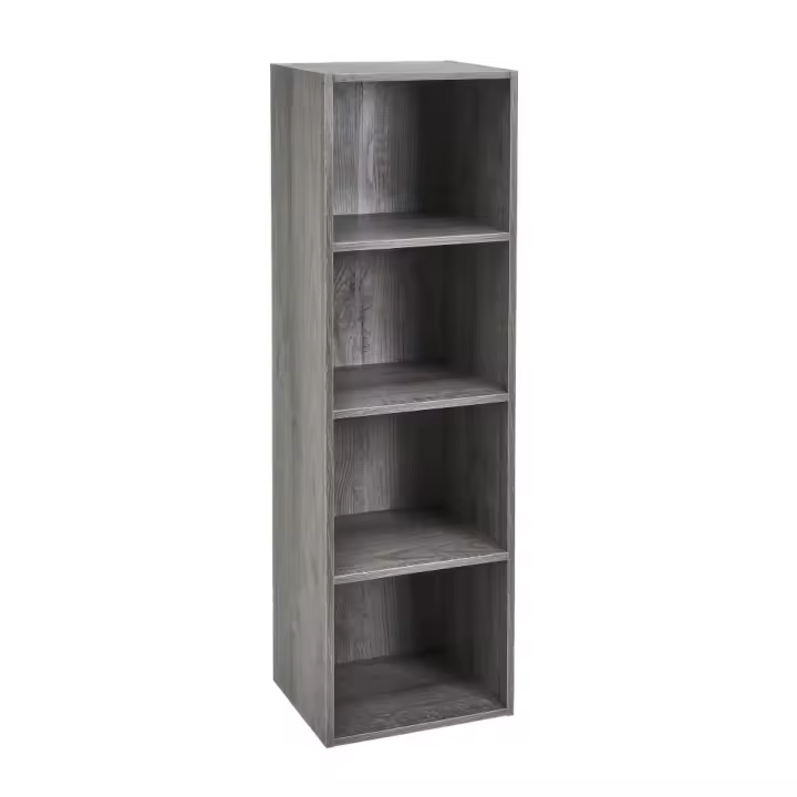 Estantería Cubo 4 estantes de tablero laminado gris de 106x30 cm - 1