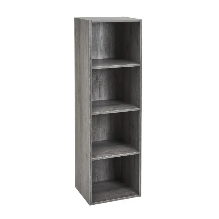 Estantería Cubo 4 estantes de tablero laminado gris de 106x30 cm - 1