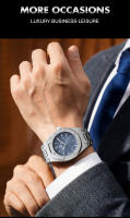 Reloj De Cuarzo Para Hombre PAAZOMU Lujo Cuadrado Resistente Al Agua Con Luminiscencia Fecha Acero Inoxidable Calendario Completo Estilo De Negocios - details 4