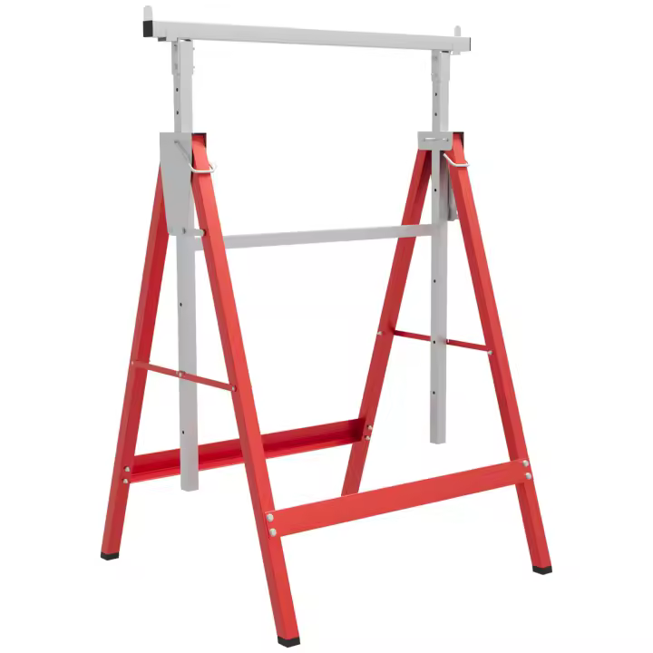 HOMCOM Set de 2 Caballetes Telescópicos Plegables con Altura Ajustable Caballetes de Sierra de Acero para Mesa y Trabajo de Bricolaje Carga 200 kg 68x58x80-130 cm - 1