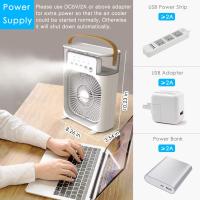 Ventilador de aire acondicionado portátil, mini enfriador de aire evaporativo con luces LED de 7 colores, temporizador de 1/2/3 H, 3 velocidades de ventilador y 3 modos de pulverización para su escritorio, mesita de noche o mesa de café - details 1