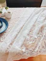 Mantel De Encaje Blanco Para Mesas Rectangulares Estilo Vintage Para Bodas Recepciones Cumpleaños Fiesta De Baño - details 2