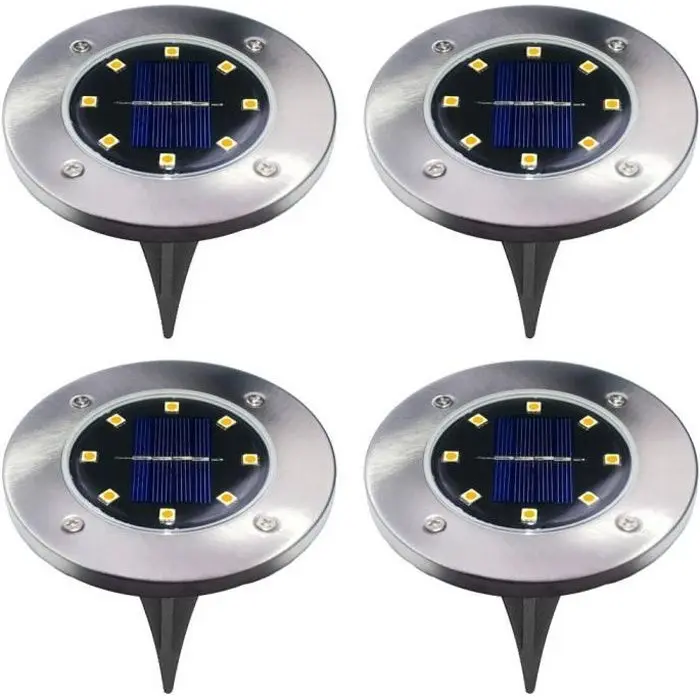 Lámpara de tierra solar 8 luz al aire libre impermeable IP65 LED camino solar impermeable iluminación al aire libre proyecto 4PCS - 1