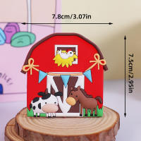 Nueva Torre De Pasteles De Granja Con Vaca Blanca Y Negra Decoraciones De Pastel Para Niños Fiesta De Cumpleaños Con Casas De Granja Árboles Hierba - details 9