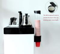 Dispensador de vasos de agua montado en la pared Dispensador de vasos con botón táctil Soporte de plástico antipolvo para vasos de plástico de papel Biodegradable (negro) - details 2