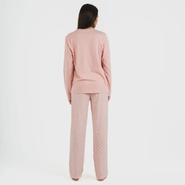 TRAMAS+ Pijama de Mujer 100% Algodón, Camiseta Manga Larga y Pantalón - 1