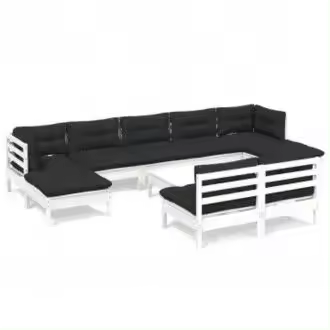 VIDAXL 3097110 juego de muebles de jardín de madera maciza de pino color gris antracita 10 piezas - 1