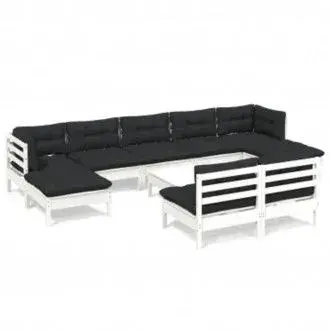 VIDAXL juego de muebles de jardín de madera maciza de pino color gris antracita 10 piezas - 1