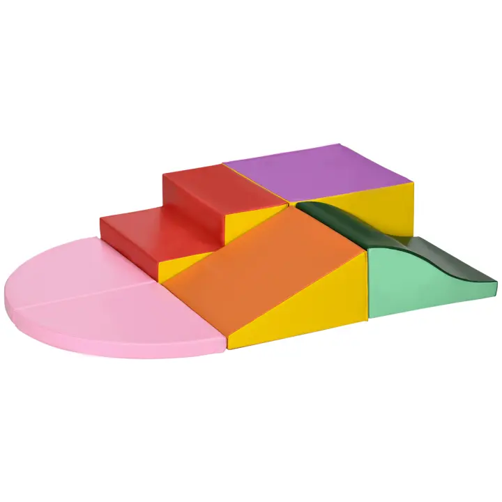 HOMCOM Juego de 6 Bloques de Espuma para Niños de 12-36 Meses Juguetes de Educativo Juguete de Construcción Infantil para Escalar y Gatear 150x100x24 cm Multicolor - 1