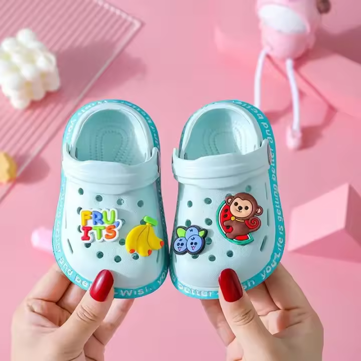 Sandalias De Verano Para Niños Con Agujeros Zapatos Suaves Antideslizantes Diseño De Dibujos Animados DIY Para Niños Y Niñas Tallas Para Edades 4-6 Años - 1