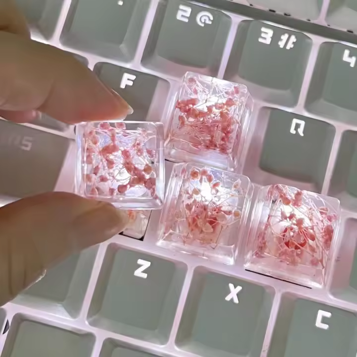 Translúcidos Gypsophila Flores Secas Teclas Para Teclados Mecánicos De Eje Cruzado Accesorios Estilizados Y Únicos Para Teclados Mecánicos - 1