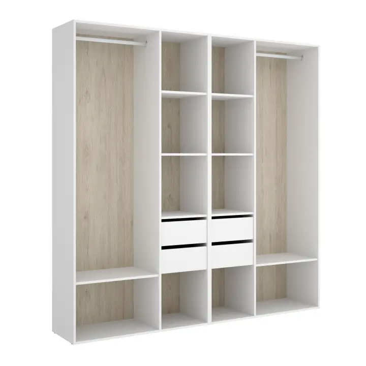 Conjunto Armario-Vestidor con 4 Cajones Suit Blanco/Natural - 205x196x45 cm Armario para dormitorio - Fabricado en España - Melamina Alta calidad - Somnia Descanso - 1