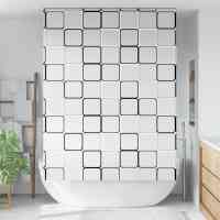 vidaXL Estor enrollable para ducha tela 160x240 cm ancho 156 cm en color Gris claro/Círculos/Cuadrado y más | protección solar decorativa para ventanas hogar oficina dormitorio fácil de instalar - details 2