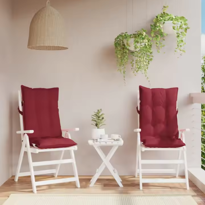 vidaXL Cojines de silla con respaldo alto 2 uds tela Oxford rojo tinto - 1