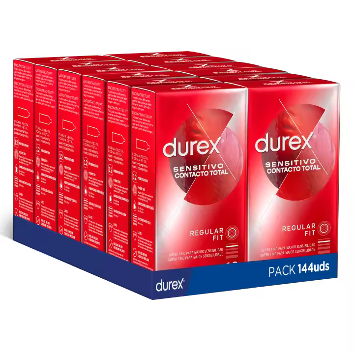 Durex - Preservativos Sensitivo Contacto Total para Mayor Sensación Pack 144 condones para un sexo seguro - 1