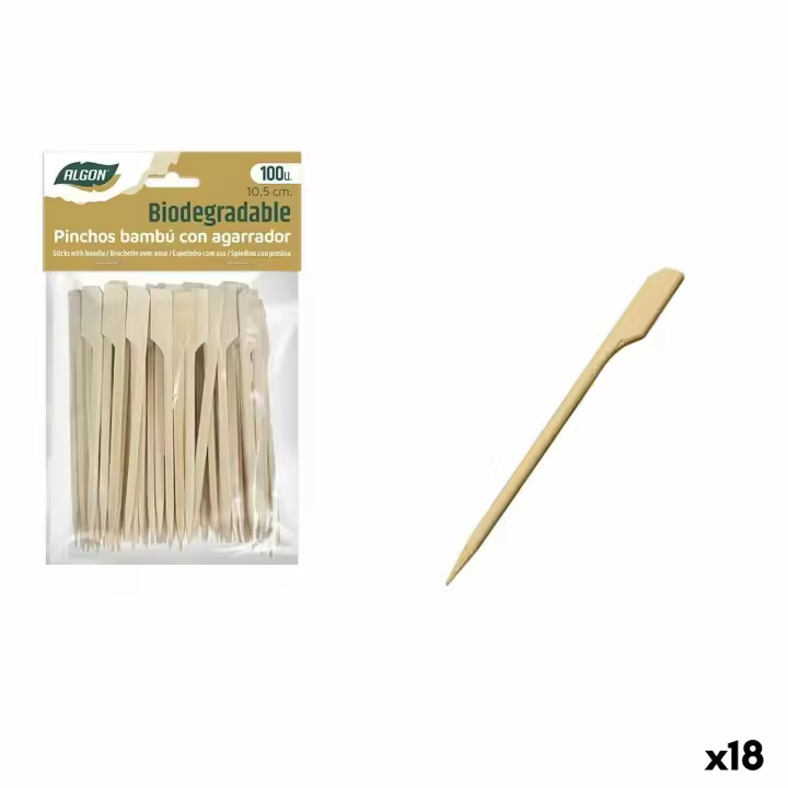 Set de Pinchos para Barbacoa Algon Bambú 100 Piezas 10,5 cm (18 Unidades) - 1
