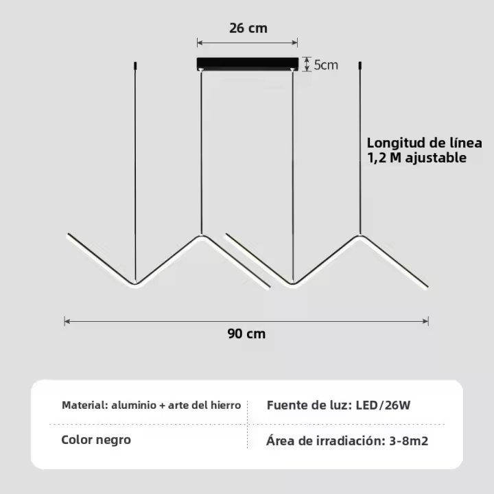 Lámpara Colgante LED Moderna Dorada/Negra Larga Para Restaurante Estudio Cocina Oficina Café Decoración Hogar Lujo Incluye Bombillas - 1