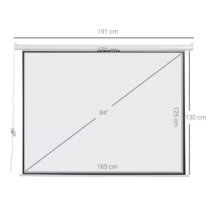HOMCOM Pantalla del Proyector Eléctrica Portátil Universal Pantalla para Proyección Motorizada 4:3 con Control Remoto Cine en Casa Presentaciones Colgada de Pared - 1