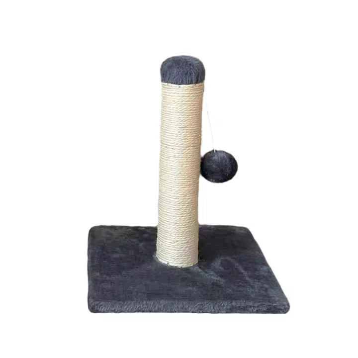 Poste rascador para gatos de sisal natural, con dimensiones de 25x25x35 cm. Diseño compacto y fácil de montar. Incluye juguete y superficie plana para descanso. Base estable con felpa suave para mayor comodidad. Ideal para espacios pequeños y gatitos acti - 1