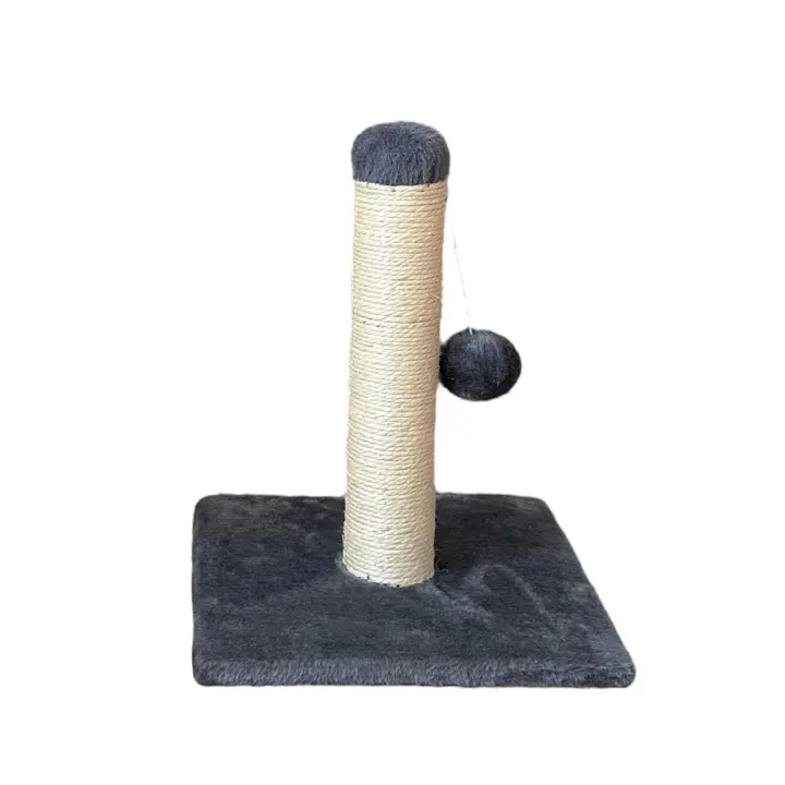 Poste rascador para gatos de sisal natural, con dimensiones de 25x25x35 cm. Diseño compacto y fácil de montar. Incluye juguete y superficie plana para descanso. Base estable con felpa suave para mayor comodidad. Ideal para espacios pequeños y gatitos acti - 1