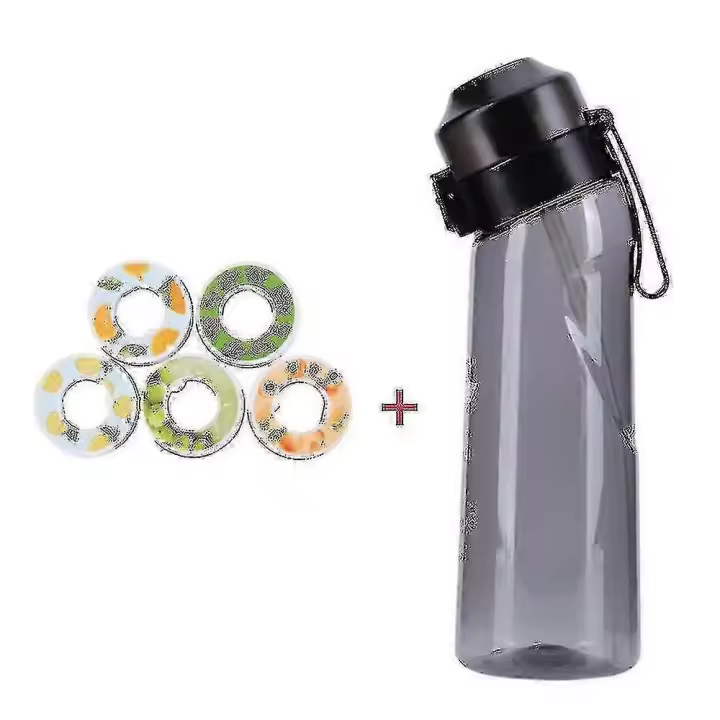Botella de Agua aromatizada con 7 vanas de Sabor Air Water Up Bottle Frosted Black 650ml Air Starter Up Set Water Cup para Camping Sport Tw - 1