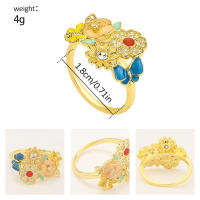 Encanto Anillo de flores para mujer, diseño de margaritas y flores de circón de cobre - details 1