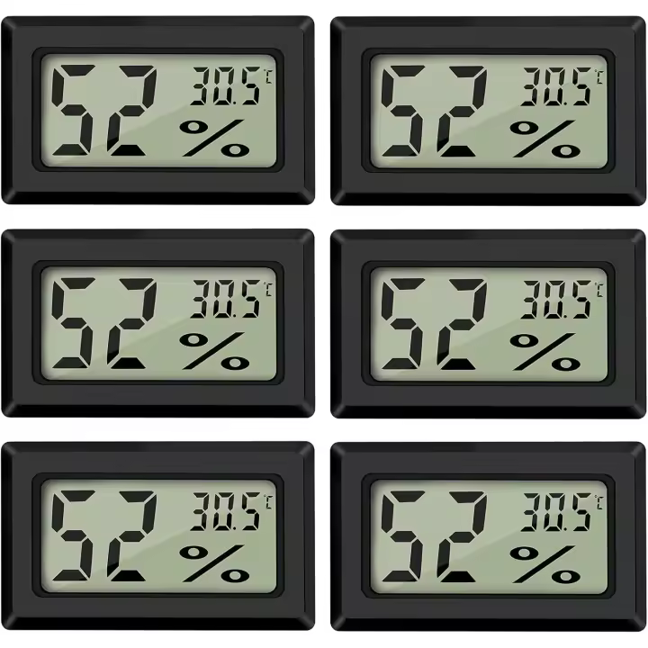 Mini Termómetro Digital LCD Higrómetro Temperatura Humedad -50~70℃ 10%~99% RH Termómetro Portátil Termómetro Higrómetro Indicador para Oficina Cocina Humidores Incubadoras Reptiles (6 PCS - A) - 1