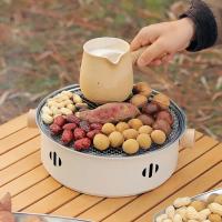 Estufa De Barbacoa Redonda Portátil De 28cm Con Asador De Malla De Acero Inoxidable Y Olla Antidesbordamiento Para Camping Y Uso Doméstico - details 6