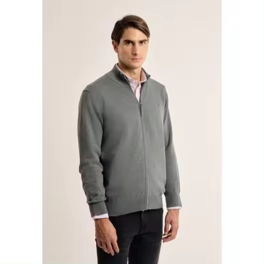 Cardigan Valecuatro cuello mock color gris - 1