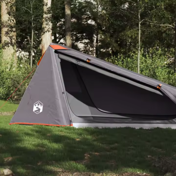 vidaXL Tienda de campaña túnel 1 persona impermeable gris y naranja - 1