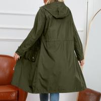 Abrigo De Trench Para Mujer Con Capucha Y Mangas Largas De Color Sólido Estilo Británico Elegante Con Rayas Y Chaqueta Recta Impermeable Para Todas Las Estaciones - details 41