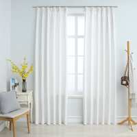 vidaXL Cortinas Opacas con Ganchos 2 Piezas 140x225 cm Crudo Casa Hogar Color Blanco crudo,  Óxido,  Gris y mas - details 0