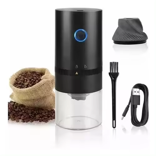 Molinillo de café eléctrico portátil, recargable, color negro, 110V/220V - 1