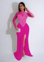 Vestido De Noche De Sirena Con Diamantes Y Rhinestones Elegante Y Lujo Para Mujer Vestido De Boda De Encaje Mesh Patchwork Sexy Para Fiesta Y Club - details 6