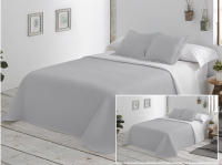 Colcha Doble Cara 5 Colores - Gris Nube, Blanco Nieve, Turquesa, Beige Arena y Azul Cielo | Tallas Exactas 90, 105, 135 y 150 cm | Incluye 1-2 Fundas de Almohada Reversibles | Tejido Poliéster Ultra Suave Antipilling y Secado Rápido - details 2