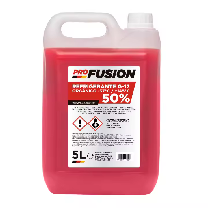 ProFusion Anticongelante Refrigerante Coche Rosa 50% G12 -37ºC +145ºC 5L - 1