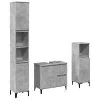 vidaXL Set muebles de baño 2 piezas madera contrachapada gris hormigón - details 1
