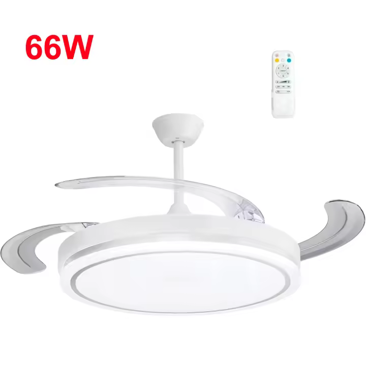 Ventilador de Techo LED 132cm 53W con Mando a Distancia, Motor DC Silencioso, Luz Regulable CCT, Temporizador, Verano/Invierno, Blanco, Aluminio y Madera – 12540 m³/h OstarkDom-LEDUNIres – iotostark-LEDUNI - 1