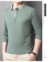 Camisa Polo Casual Para Hombres Con Rayas Y Cuadros Manga Larga Estilo Solido Moda Top De Cuello Redondo Material De Algodón - details 10