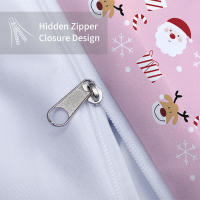 Juego De Cama Navideño 3 Piezas Con Estampado De Santa Rosa Y Rosas En Color Rosa Suave Y Cómodo Conjunto De Edredón Y Almohadas - details 13