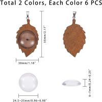 Kit De 12 Piezas De Hojas De Madera Pendientes Base No Terminadas Con 12 Piezas De Cabochones De Vidrio Claros Para Collar - details 1